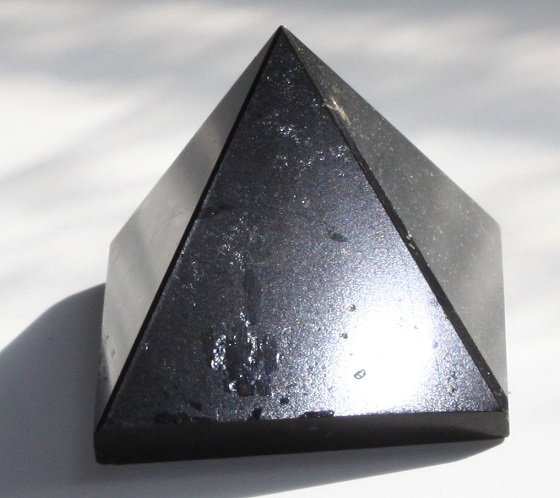 Black tourmaline gemstone pyramid, ethical source